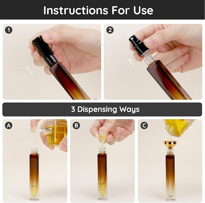 Segbeauty 10ML Travel Cologne Sprayer, 5 Packs Refillable Atomizer Spray Bottle for Perfume, Empty Mini Glass Perfume Bottle Fine Mist Dispenser, Portable Leak-proof Sample Bottles for Travel Outgoing