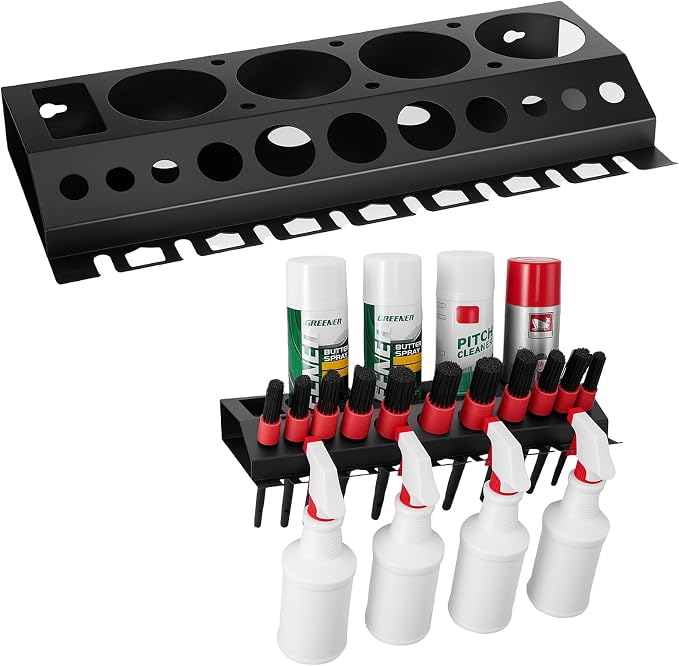 Car Detailing Brush Storage Rack Detailing Spray Bottle Holders Wall Mount | Metal Spray Can Car Cleaning Brush Organizer Bottle Hanger for Car Beauty Shop Accessory Display Auto Repair Shops Garages