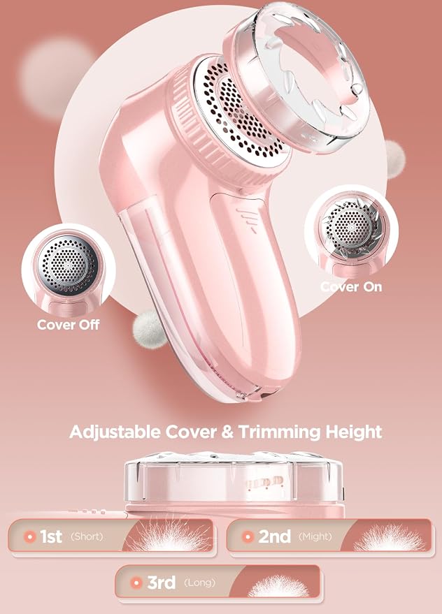 Bymore Fabric Shaver, Lint Shaver, Sweater Shaver for Clothes, Pink | Compact one-button design refreshes clothes quickly and fits easily in a bag for home, office or travel