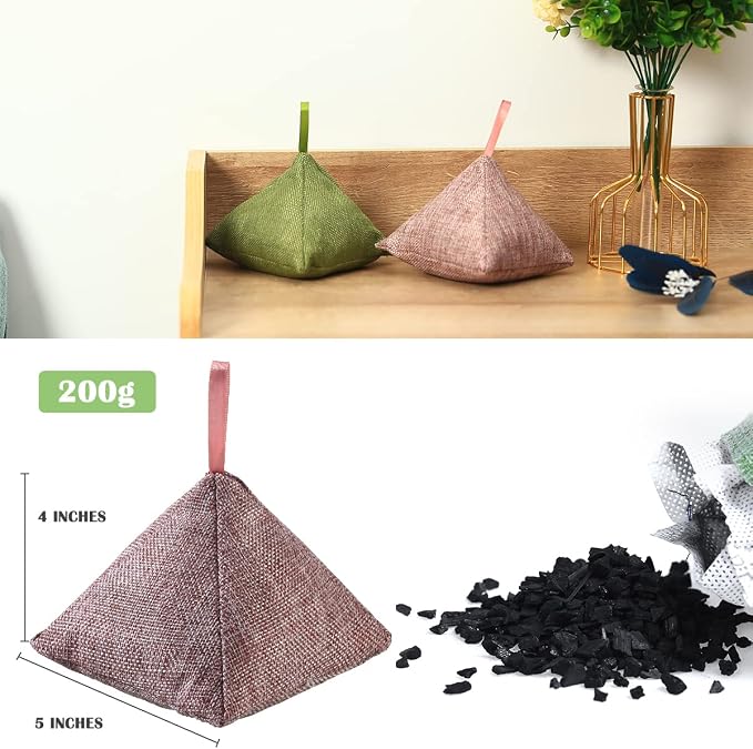 Charcoal Bamboo Bags nature fresh charcoal bags Activated Charcoal Odor Absorber Eliminator Bag (8, Green, Brown, Orange, Blue)
