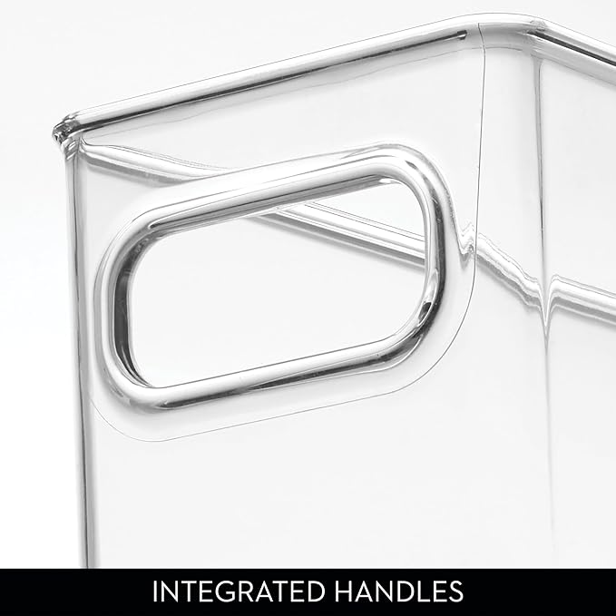 iDesign Fridge Storage Bin Set, Set of 8, Clear | Includes Bins with Handles, Water Bottle Holder