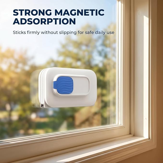 Double Sided Magnetic Window Cleaner with Auto Water Output | Magnetic Glass Cleaner with Double Water Storage, Household Window Cleaning Tool(B-for glass 8-15mm)