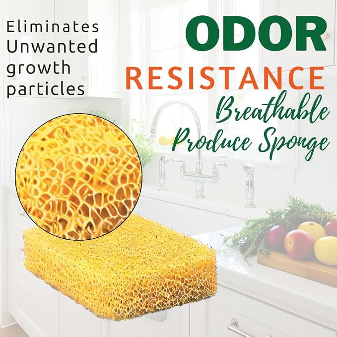 Peachy Clean Silicone Fruit & Vegetable Scrubber, Produce Cleaning Sponge, Reusable Food Scrubber for Fruits & Veggies, Made in USA (3-Pack)