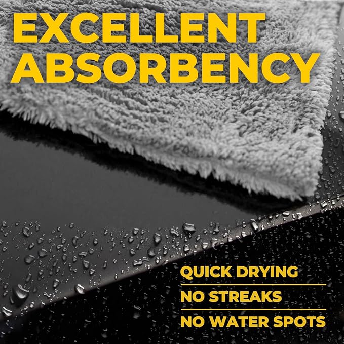 Edgeless Microfiber Car Towels – 6pk(12”x12”) – Soft & Scratch-Free Towels | 540 GSM - Great for Drying, Detailing, Polishing, Buffing - Ultra Absorbent Microfiber Cleaning Cloths for Car