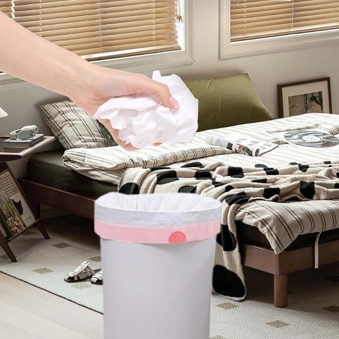 Waikas 1.2 Gallon Small Trash Bags Drawstring, Mini Garbage Bags, 88 Count, 1.14Mil Thickness, 3.8g/pcs, 38 * 41cm, Unscented, Clear