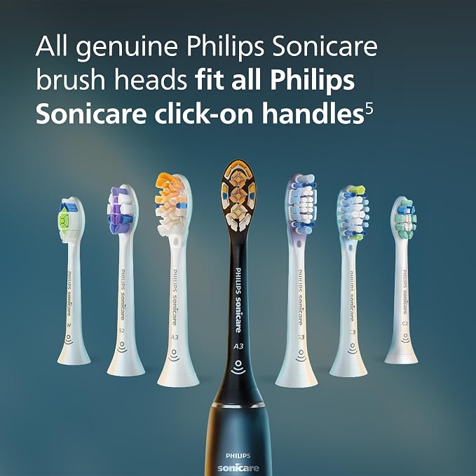Philips Sonicare S2 Sensitive Brush Heads, 2-Pack, 6 Month Supply, White | 1000% More Plaque Removal¹, Gentle on Sensitive Teeth & Gums, BrushSync Reminder, 62,000 Bristle Movements/Min, HX6052/77