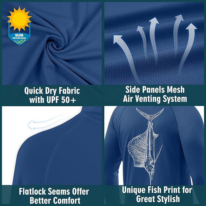 Palmyth Men's Fishing Hoodie UPF 50+ Long Sleeve with Face Mask Neck Gaiter | Zipper Pocket, Thumb Loops, Quick-Dry, Side Mesh Panels, Lens Cleaning Cloth