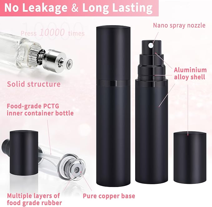 10ml Travel Perfume Atomizer Refillable Spray Bottle Atomiser (Black) | Perfume Spray Bottle, Fragrances Atomizer, Perfume Travel Refillable Bottle,Perfume Dispenser,Perfume Refill Bottle