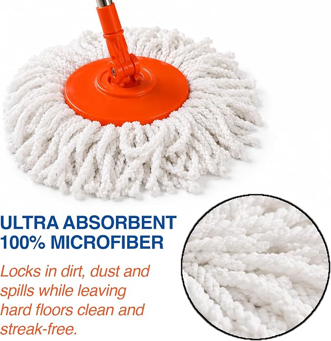 Macromax Force Spin Mop and Bucket Set – Pedal-Activated Wringer System – 360° Microfiber Mop for Floor Cleaning – Ergonomic Handle – Wet or Dry Use – Hardwood, Tile & Laminate