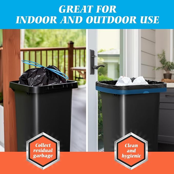 Large 20 Gallon Black Drawstring Trash Bags, 1.9 Mil, 120 Count | Heay Duty Tall Garbage bag Fit 20-21Gal Trash Can, Leak Proof & Tear Free Sturdy For Indoor,Office,Outdoor Lawn Leaf Cleaning