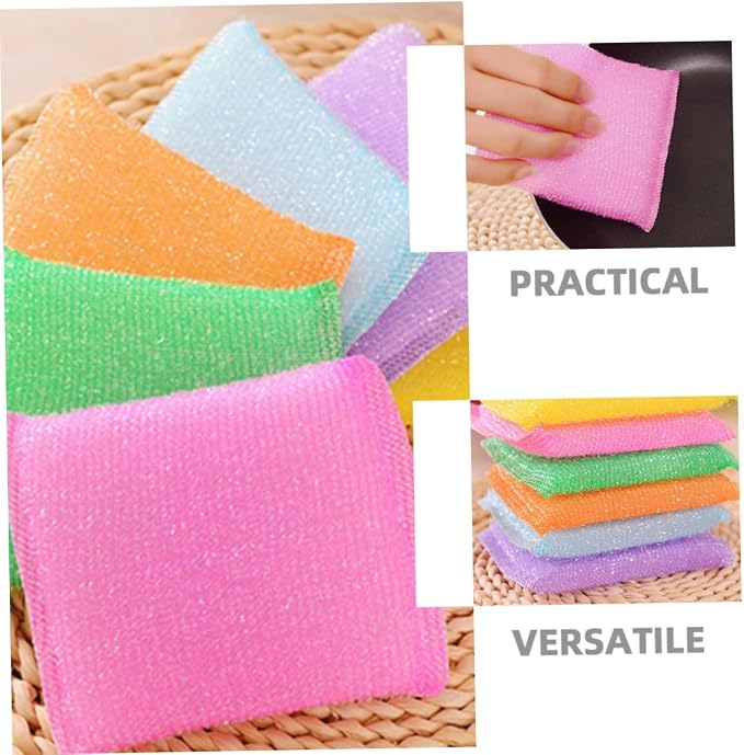 20pcs Non Scratch Dish Scrubbing Pads Kitchen Sponges for Washing Dishes Soft and Sponge Material Powerful Stain Removal Scratch Scourers for Utensils and Hard Random Color
