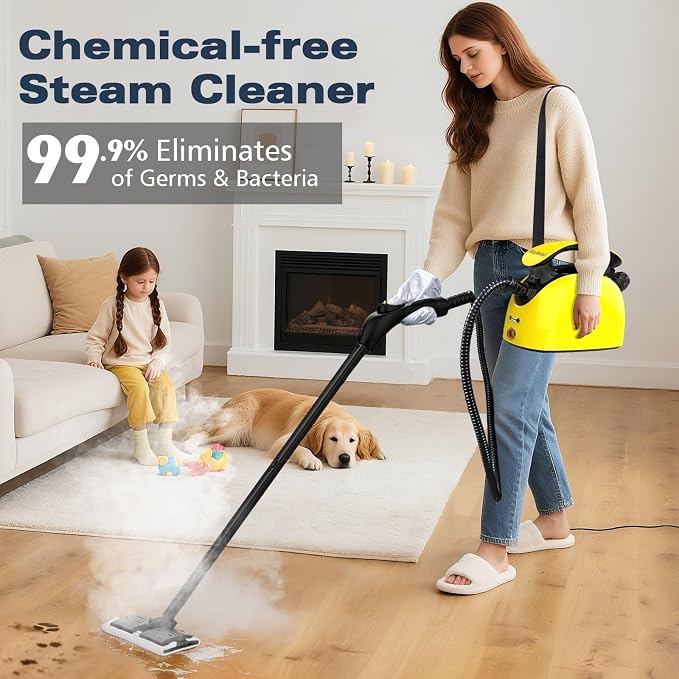 Waitbird Handheld Steam Cleaner & Steamer for Home, 275°F High-Temp Steam | 21 Accessories| Natural For Floor, Car, Wall, Grout & Kitchen Bathroom| 4.5 Bar High Pressure| Safety Lock | Steam mop