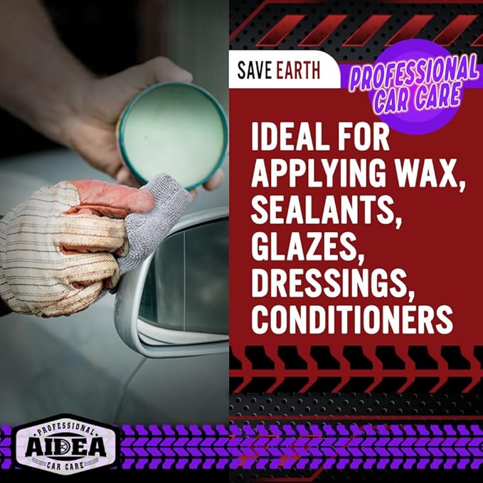 AIDEA Microfiber Applicator Pad-8 Pack, Car Wash Sponge, Grey | Microfiber Sponge and Cleaning Pads, Perfect for Effortless Wax, Sealant, Conditioner Application, Car Detailing Supplies