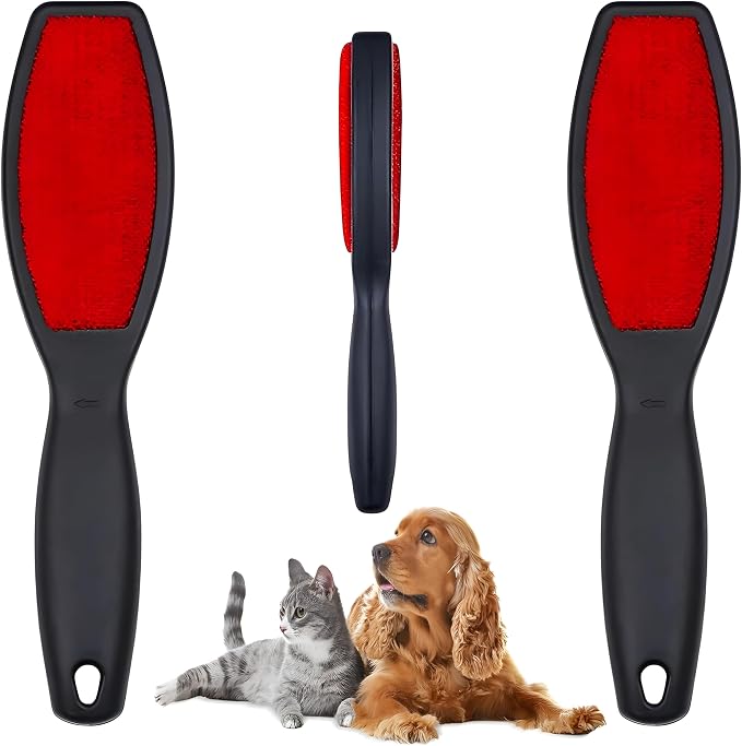 2 Pack Double-Sided Lint Brushes – Pet Hair Remover for Clothes, Furniture & Carpet – Reusable Brush for Cat & Dog Fur – Red Portable Lint Removal Tool for Fabric, Clothing, Upholstery
