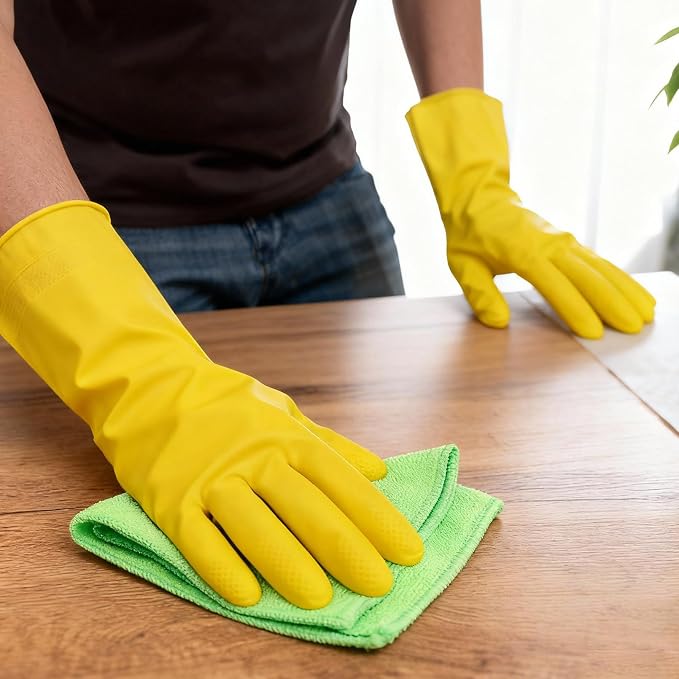 36 Pairs Rubber Dishwashing Gloves, Long Kitchen Glove, Yellow | Reusable Household Cleaning Gloves for Washing Dishes, Non Slip Rubber Cleaning Glove for Dishwashing Gardening and Home Use