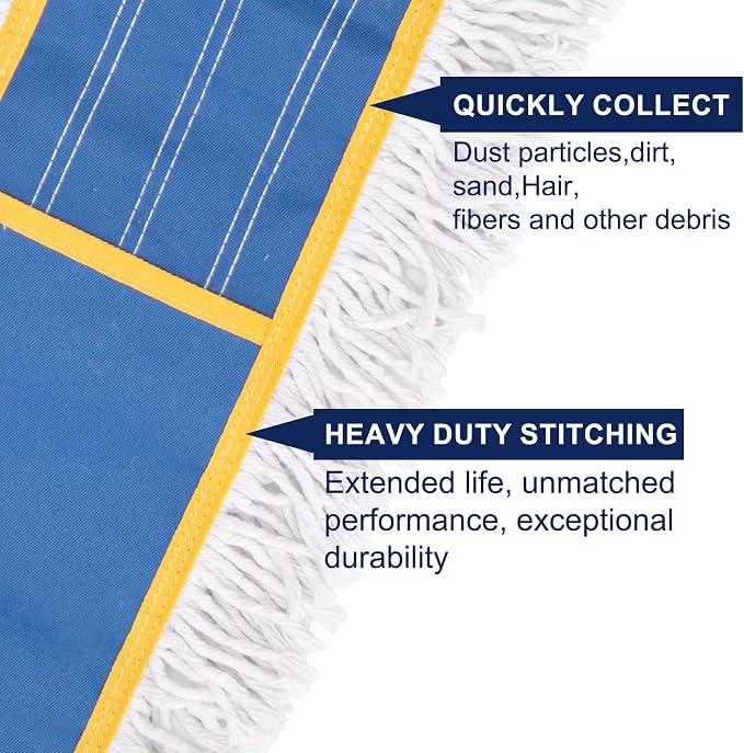 KeFanta 24" Commercial Dust Mop Replacement Heads,3 Pack Reusable Pads | Industrial Washable Cotton Dust Mop Refill for Floor Cleaning & Janitorial Supplies,Only Compatible with Kefanta Dust Mops