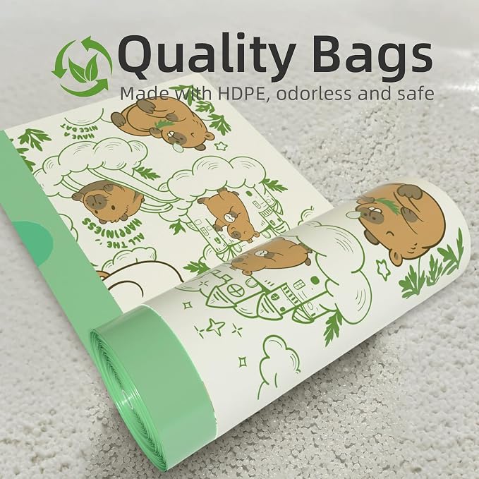 4 Gallon Trash Bags, Small Garbage Bags with Drawstring and Printed Design, Tear-Free, Leakproof & Durable Small Trash Bags for Bathroom, Office, 50 Count