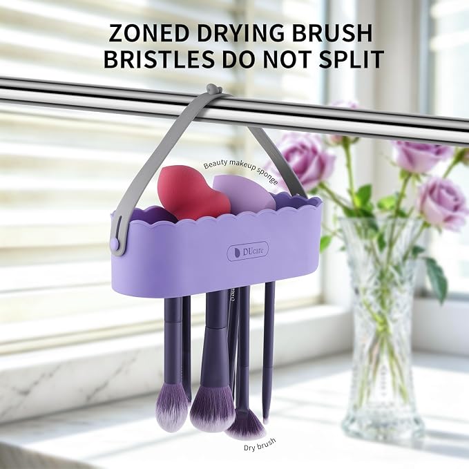 DUcare Makeup Brush Cleaner 4 in 1 Makeup Brushes Sponges Cleaning Mat Removes Cosmetic Color Brush Cleaner Pad for Cleaning Makeup Sponges Brushes Purple