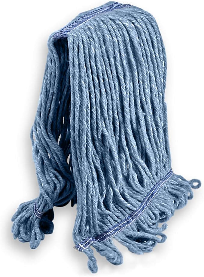 KLEEN HANDLER Heavy Duty Commercial Loop End Mop Head Replacement, 1 Pack | Wet Industrial Cotton Looped-End String Mop Head Refill with Universal Headband for General Floor Cleaning