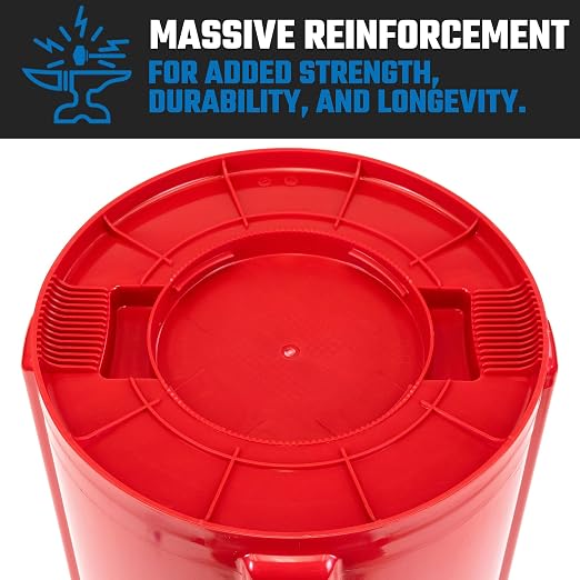Magnum Red 55 Gallon Trash Can Set (Trash Can, Quiet Dolly, and Reinforced Lid), Construction Grade, Jobsite Ready, Non-Marking Wheels & Casters for Rolling Garbage CMTC-CLD0-55R01 (1 Set)