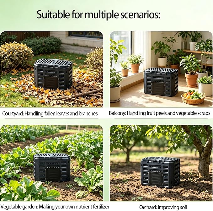 Vertical Stackable Composter for Small Spaces, Outdoor Garden Compost Bin with Expandable Design, Easy Assembly Food Waste Recycling Container(Second Floor)
