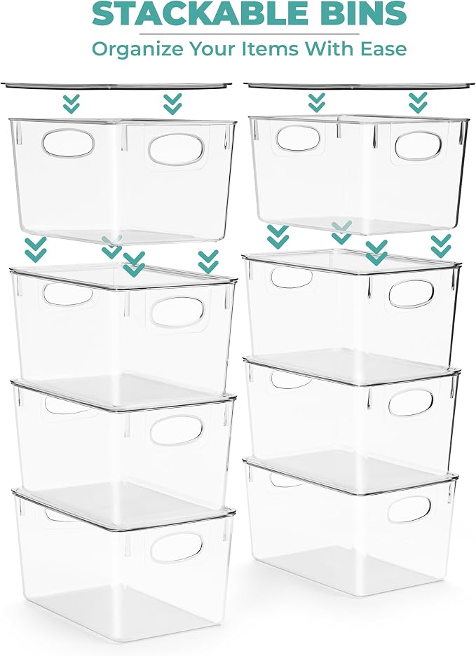 Sorbus Clear Toy Storage Bins with Lids, Stackable (Large, 2 Pack) | Lidded organization keeps food, household items and art supplies contained in closets, bathrooms and home spaces.