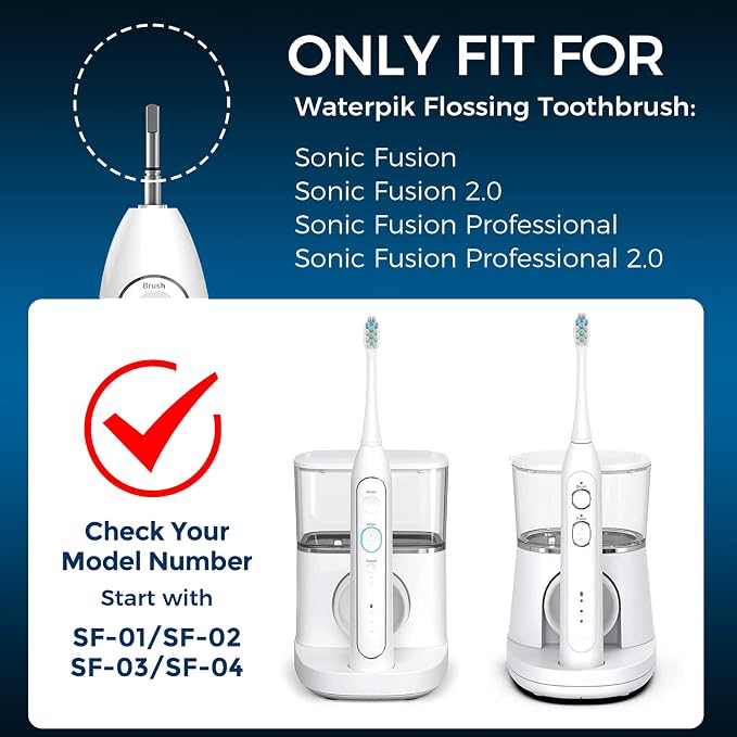 3 Pack Toothbrush Replacement Heads Compatible with WaterPik Sonic Fusion 2.0, FitMount Flossing Brush Head Fit for Water-Pic SF-01 SF-02 and 2.0 SF-03 SF-04