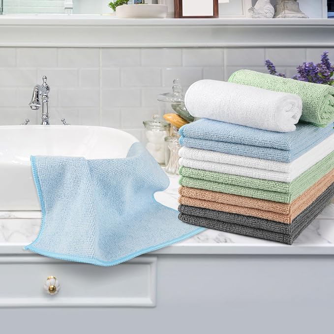 Orighty Washcloths Bulk, 50 Pack Microfiber Face Towels, 12x12 Inch | Highly Absorbent & Soft Feel, Multi-Purpose Wash Cloths & Hand Towels for Bathroom, Hotel, Spa, and Gym