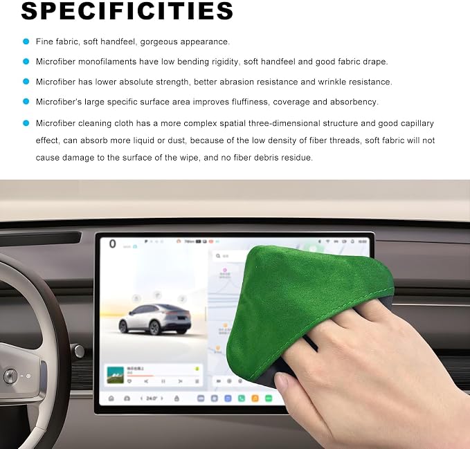Ohleats 2PCS Car Screen Cleaner, Microfiber Cleaning Pad, Green&Gray | Lint-Free & Scratch-Safe, Glove-Style Wear, Wet/Dry Dual-Use, Foldable Portable, For Car/Phone/Tablet/Laptop/TV