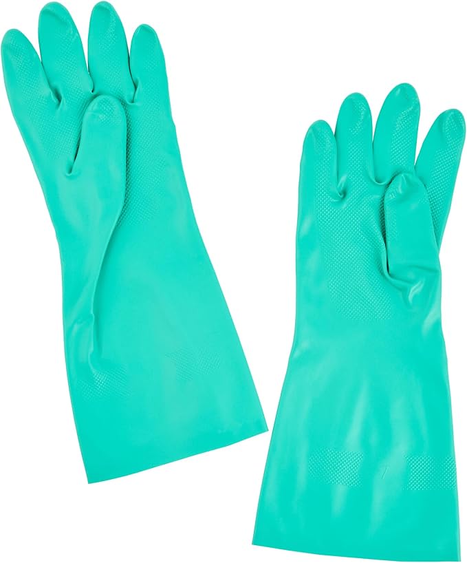 Restaurantware-Clean Tek Professional 15 Mil XXL Cleaning Gloves, 1 Pair Of Long Cuff Gloves - Flock Lining, No-Powder, Green Nitrile Chemical Tolerant Gloves, No-Latex, Heavy-Duty Tasks