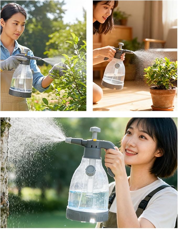 Srliya Hand Pump Sprayer, 3L 0.8Gallon Pressurized Spray Bottle with 360 Rotating Adjustable Nozzle and Side Liquid Filling Port, for Garden and Cleaning
