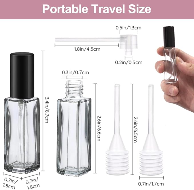 YOCASII 4PCS Travel Perfume Bottle Refillable, Mini Atomizer Sprayers | Mini Refillable Atomizer Sprayers for Perfume, Cologne, Purse, Handbag, Flights, Plane Essentials, and Daily Use