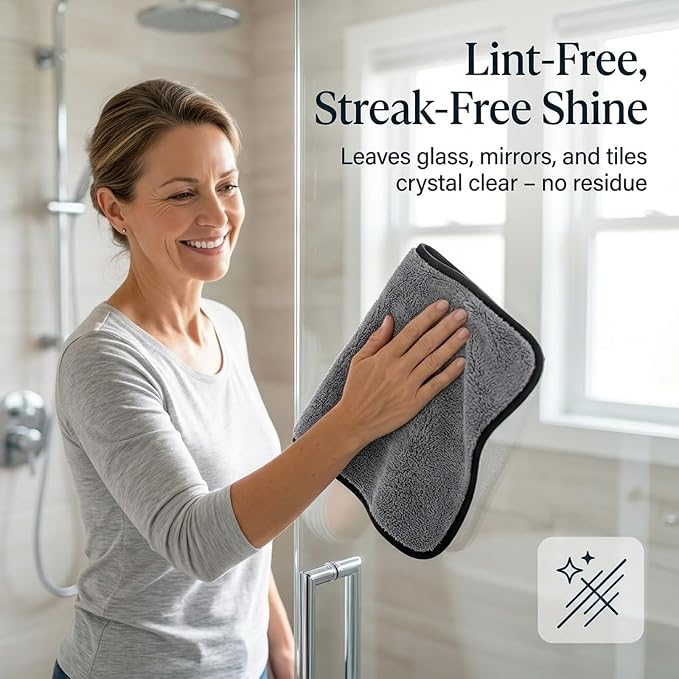 Jeaver Window Cleaning Cloth XXL,Microfiber-Reusable,1Pcs | XXL 24x16" microfiber cloth cleans with water only, streak-free on glass, tile, shower. Reusable, no chemicals.