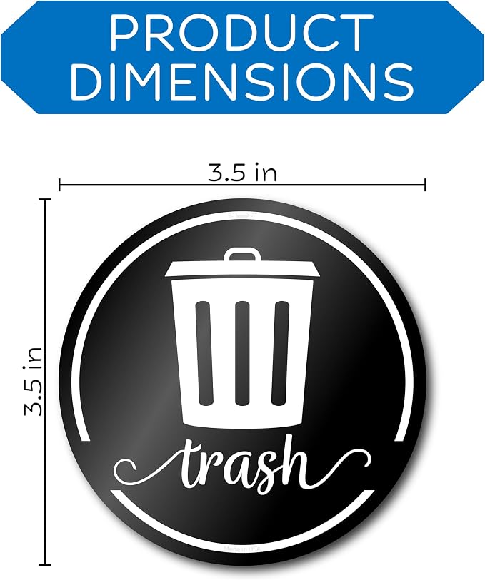 Modern Recycle Stickers for Trash Bins, Recycling Stickers for Trash Can | 3.5" Laminated Recycle Sticker for Kitchen Bins, Garbage Can Labels for Recycling Bin Combo, Made in USA, Rustic Black Labels