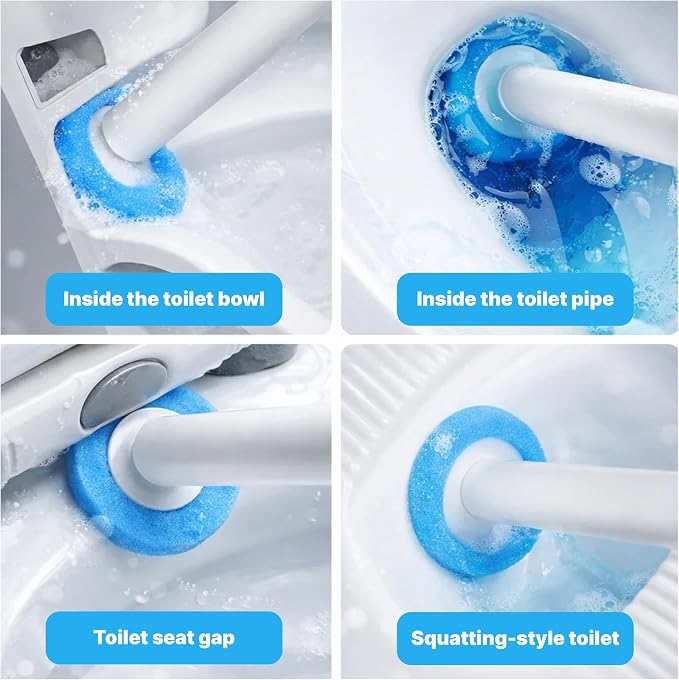 CiLoN Disposable Toilet Brush, Toilet Wand Cleaning System, Bowl Scrubber | Flip-Top Hands-Free Wall-Mounted Toilet Bowl Brush & Holder with Disposable Cleaning-Fluid Scrubbing Pads for Hygienic Use