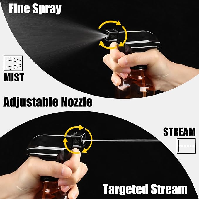 Spray Bottles 2 Pack 10 oz Refillable Plastic Squirt Bottle for Liquid | Fine Mist Water Spray Bottle with Adjustable Stream Nozzle BPA-free Spray Bottle for Hair, Plant, Cleaning, Pet Training