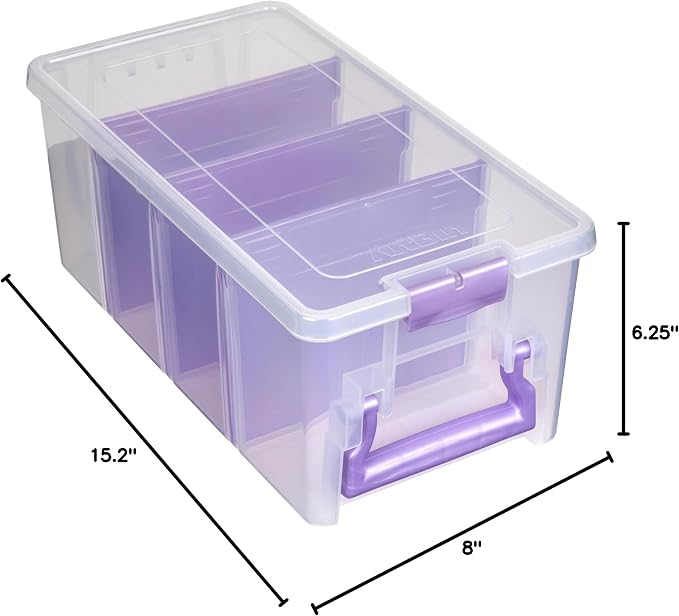 ArtBin Semi Satchel Portable Craft Organizer with 3 Dividers - Clear Plastic Storage Case for Art & Craft Supplies | 3 Removable Dividers, 15.2 x 8 x 6.2 Inches, Secure Latches, Carry Handle, Clear Durable Polypropylene