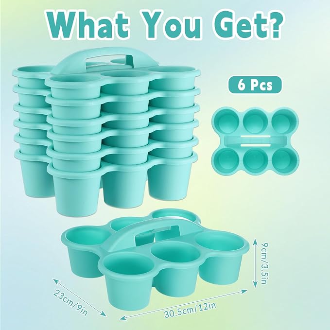 gisgfim 6 Pack Classroom Caddy Organizer with Handle, 6 Compartments, Blue | Stackable Plastic Table Caddies, 12x9x3.5 In, caddy Organizer for School Supplies, Crayons, Pencils, Crafts and Drink Cups
