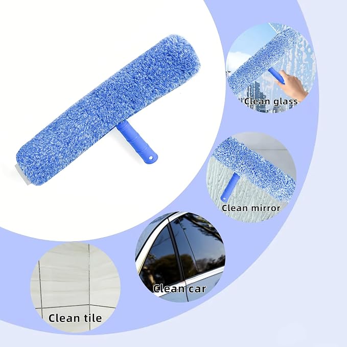 Window Cleaning Kit with Bucket,Squeegee for Window Cleaning | 3 Gallon Storage Bucket,14" Window Squeegee and Microfiber Scrubber, Window Cleaning Tool for Home, Outdoor, Commercial