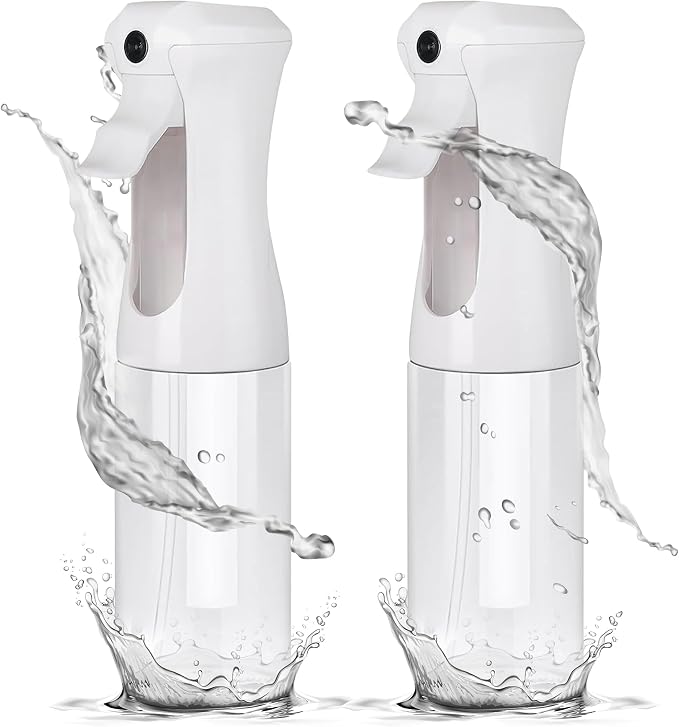 Aquableu Spray Bottle for Hair – Continuous Mist Spray Bottle for Hair Care, Styling, Cleaning, Plants, Pets & Essential Oils (Pack of 2 - Clear, 6.76oz/200ml)