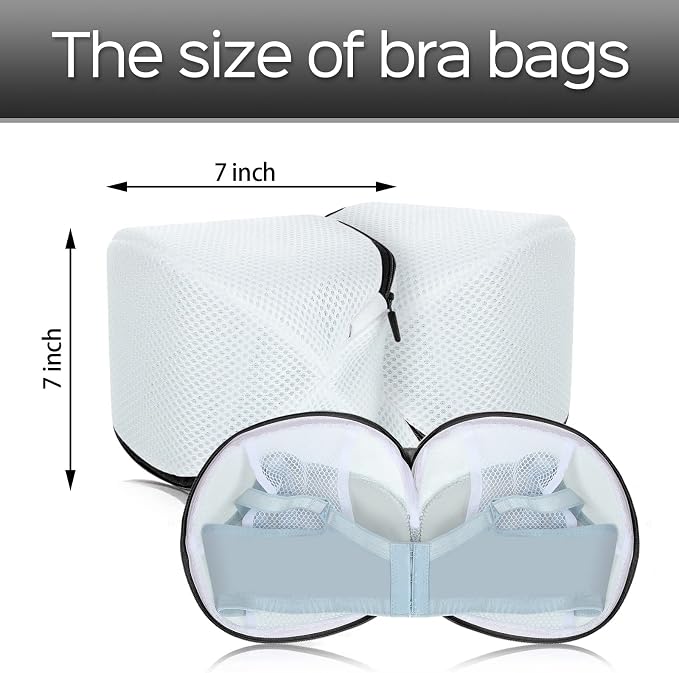 Shappy 6 Pcs Bra Washing Bag for Laundry Storage Women 7.87 Inch Black | Mesh Wash Lingerie, Zipper Design, Guard Bras Deforming Tearing, Reduce Colors Bleeding, Packing Trip, Comfortable Portable
