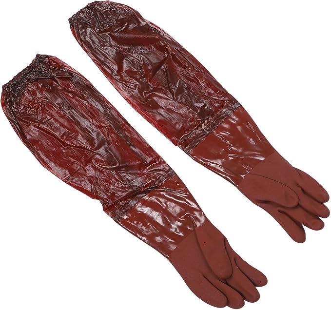 Sorandy Rubber Cleaning Gloves, 25.6 Inch Long Rubber Gloves, Thickened Full Arm Pond with Versatile Applications, for Machine Maintenance, Gardening
