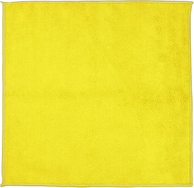 1- Piece Microfiber Cleaning Cloth, Reusable, Yellow, 11.8 x 11.8 in | Cleaning Rags, Highly Absorbent Microfiber Towels for Home and Kitchen, Car, Bathroom