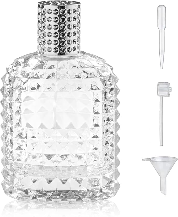 100ml/3.4Oz Glass Spray Perfume Bottle Empty Cologne Atomizer | Refillable Perfume Spray Bottle Container with 3 Kinds of Dispenser