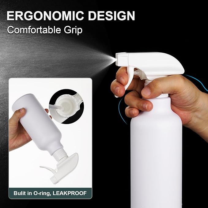 12oz/350ml Plastic Spray Bottles 1 Pack, Adjustable Mist/Stream | Refillable heavy duty spray containers for plants, cooking, hair care and household cleaning