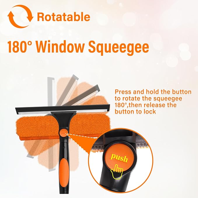 30FT Telescoping Window Squeegee Kit | 2-in-1 Window Washer & Microfiber Scrubber with Extension Pole | High Reach Cleaning Tool for Outdoor, Indoor Windows & Glass