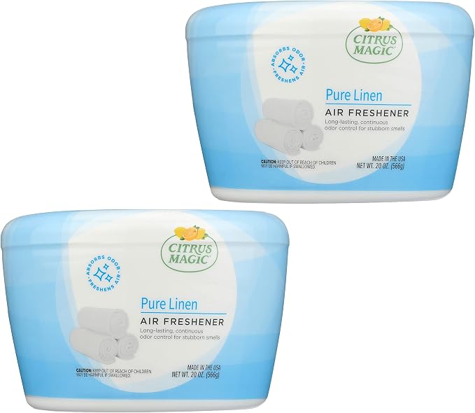 Citrus Magic Solid Air Fresheners, Pure Linen, 20 Ounce, Pack of 2 | Odor Absorbing, Passive Diffusion, Odor Elimination Up to 12 Weeks Each, Ideal for Home