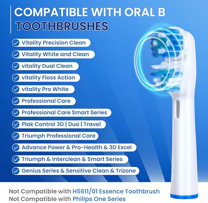 Ronsit Tooth Brush Heads Compatible with Oral B- Dual Clean Design 16-Pack | Double Clean Replacement Brush Heads, Compatible with Braun Oral-B Dual Clean Electric Toothbrush Pro 5000 5500 6000 7000