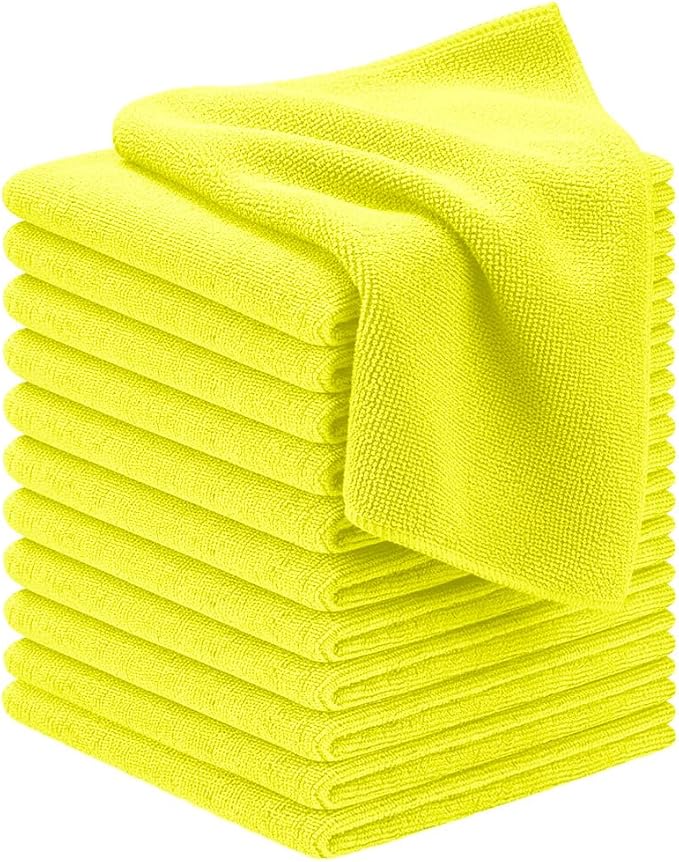 Avalon Towels Microfiber Cleaning Cloths (Value Pack of 12) - Size 12 x 12 Inches, Highly Absorbent Cleaning Rags, Lint Free, Reusable and Washable, Microfiber Towels for Cars