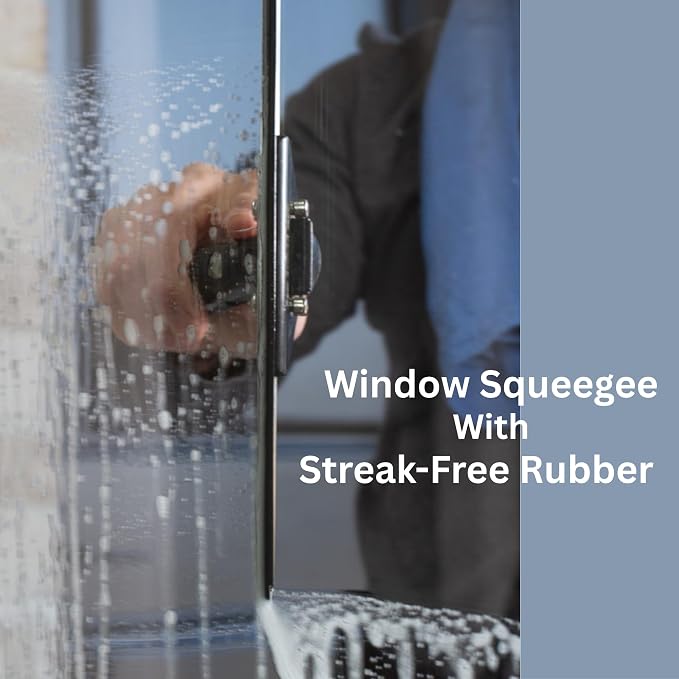 18 Inch Window Squeegee and Window Washer, Professional Window Cleaning Kit, Swivel Handle Squeegee with Aluminum T-Bar Window Scrubber and Microfiber Sleeve